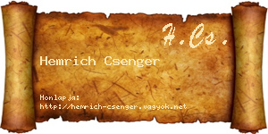 Hemrich Csenger névjegykártya